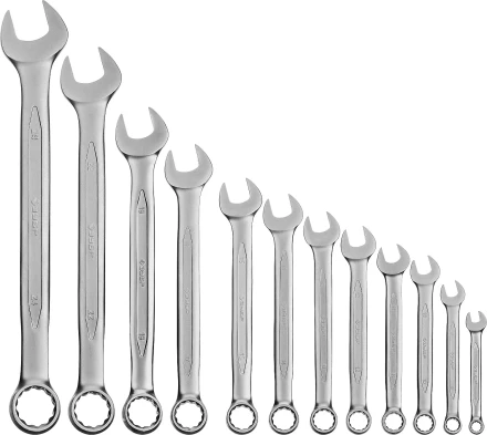 Набор ЗУБР &quot;ПРОФИ&quot;: Ключ гаечный комбинированный, Cr-V сталь, хромированный, 6-24мм, 12шт 27028-H12 купить в Магнитогорске