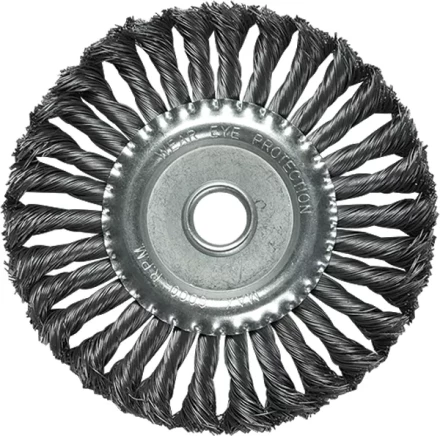 Щетка для УШМ 125 мм, посадка 22,2 мм, плоская, крученая металлическая проволока  MATRIX 74632 купить в Магнитогорске