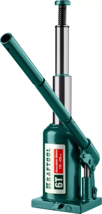 Домкрат гидравлический бутылочный "Double Ram", сварной, телескопический, 6т, 170-420мм, KRAFTOOL 43463-6 43463-6 купить в Магнитогорске