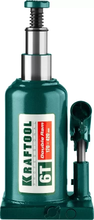 Домкрат гидравлический бутылочный "Double Ram", сварной, телескопический, 6т, 170-420мм, KRAFTOOL 43463-6 43463-6 купить в Магнитогорске