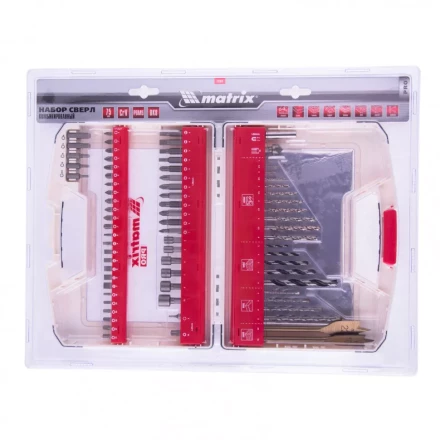 Набор сверл комбинированный по металлу 1-6 мм бетону 4-8 мм дереву 3-8 мм перки биты 44 шт адаптер головки 6 шт 75 предметов Pro Matrix 725675 купить в Магнитогорске