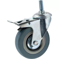 Аппаратное поворотное колесо с тормозом с болтом HITCH 100*25 резина серая SCtgb42 (SZ084830)