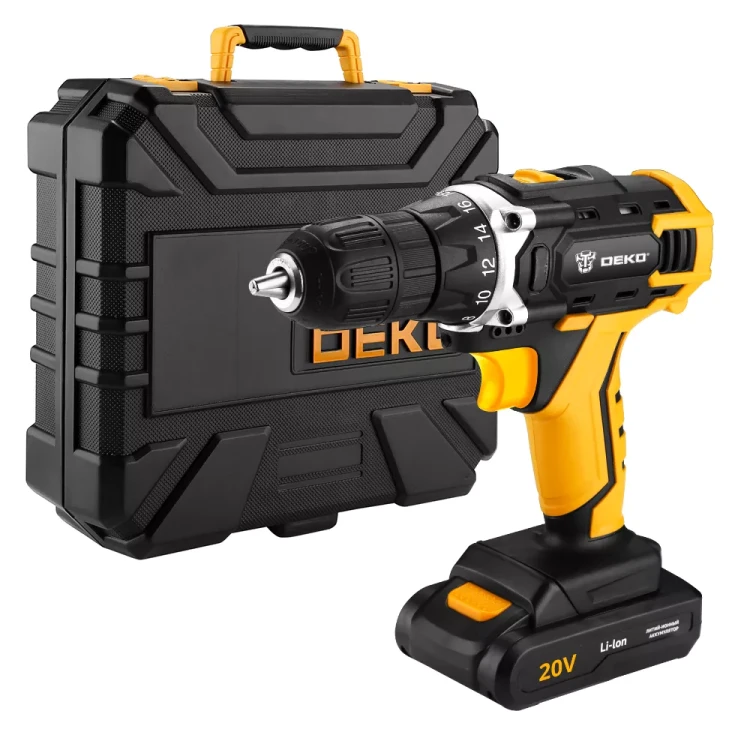 Дрель аккумуляторная DEKO DKCD20FU-Li, 063-4178 + набор 104 аксессуара купить в Магнитогорске