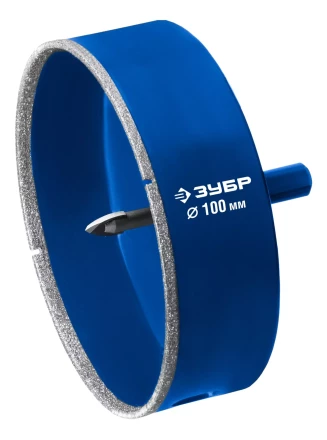 ЗУБР АГК d 100 мм (центр. сверло, трехгр. хвост, Р60), Алмазная коронка, Профессионал (29850-100) купить в Магнитогорске