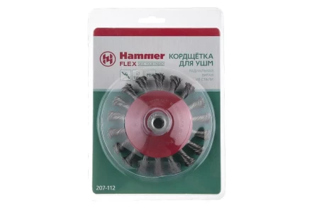 Кордщетка HAMMER тарелка 115мм для УШМ витая сталь (207-112) купить в Магнитогорске