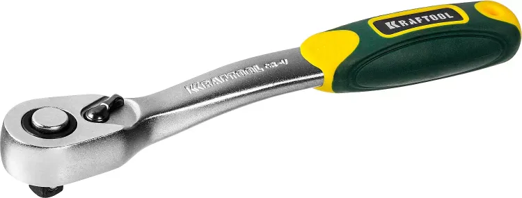 Трещотка для торцовых головок KRAFTOOL "PRO", Сr-V сталь, 72 зубца, изогнутая, 1/4" 27795-1/4_z02 купить в Магнитогорске