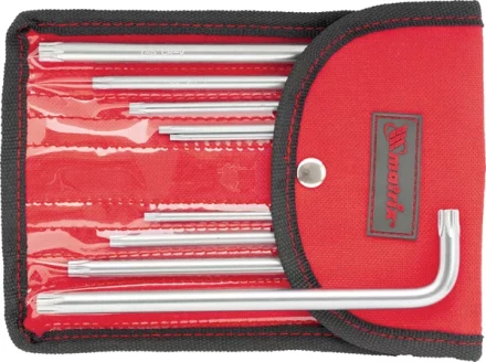 Набор ключей шестигранных имбусовых TORX-TORX Tamper, 9 шт:T10-T50, CrV,  удлиненные, сатин., чехол  MATRIX 12313 купить в Магнитогорске