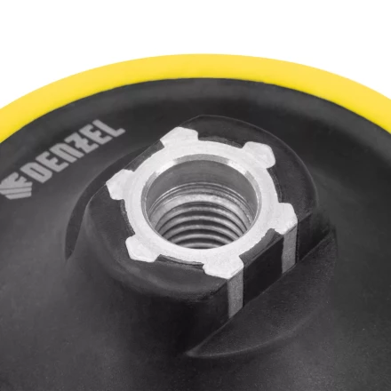 Тарелка опорная для дрели и УШМ с липучкой, 115 мм, стандартная, с адаптером c М14 на d8 Denzel 76250 купить в Магнитогорске