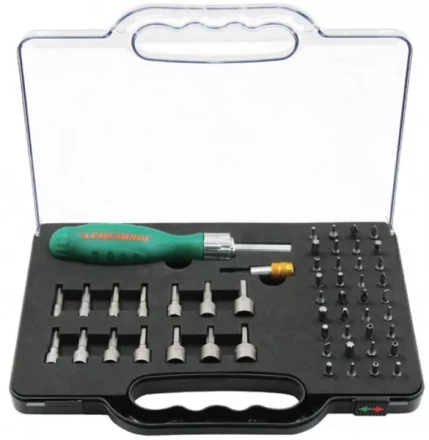 Отвертка трещоточная с набором бит и насадок 52 предмета DR0152S   Jonnesway 48820 купить в Магнитогорске
