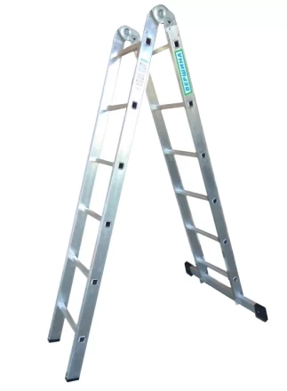 Лестница 2-х секционная алюминиевая шарнирная 2*6 1013315 купить в Магнитогорске