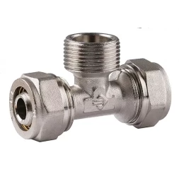 Тройник ЗУБР с наружной резьбой, цанга-штуцер, 1/2"х16х2,0 мм, никель 51404-16-1/2