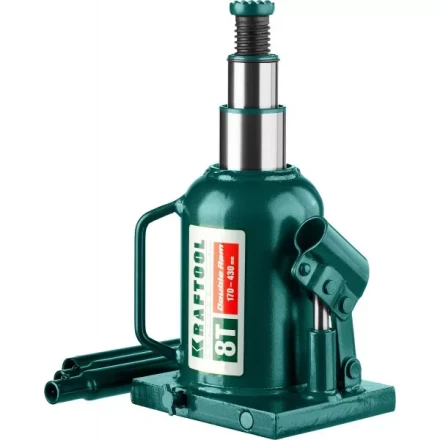 Домкрат гидравлический бутылочный &quot;Double Ram&quot;, сварной, телескопический, 8т, 170-430мм, KRAFTOOL 43463-8 43463-8 купить в Магнитогорске