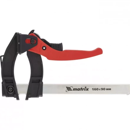 Струбцина реечная быстрозажимная пластиковый корпус рычажно-храповой механизм 160 х 90 х 240 мм штанга 5 х 20 мм Matrix 20735 купить в Магнитогорске