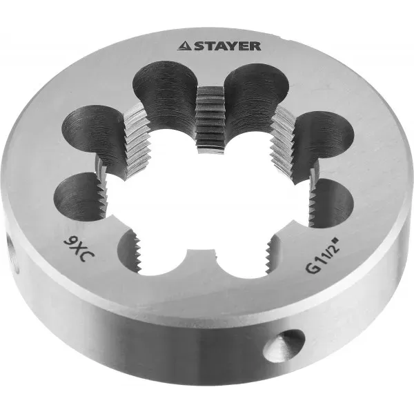 Плашка круглая ручная STAYER "MASTER", сталь 9ХС, для трубной резьбы G 1 1/2`` 28029-3/2 купить в Магнитогорске