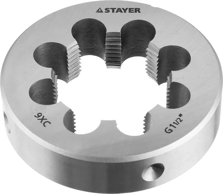 Плашка круглая ручная STAYER "MASTER", сталь 9ХС, для трубной резьбы G 1 1/2`` 28029-3/2 купить в Магнитогорске