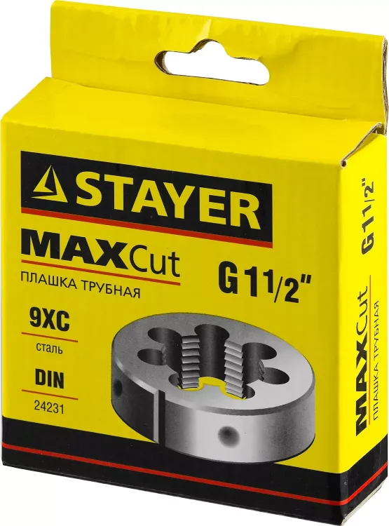 Плашка круглая ручная STAYER "MASTER", сталь 9ХС, для трубной резьбы G 1 1/2`` 28029-3/2 купить в Магнитогорске
