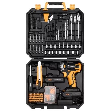 Дрель аккумуляторная DEKO DKCD20FU-Li, 063-4179 + набор 193 аксессуара купить в Магнитогорске