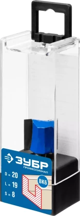 ЗУБР 20 x 19 мм, хвостовик 8 мм, фреза пазовая прямая, Профессионал (28753-20-19) купить в Магнитогорске