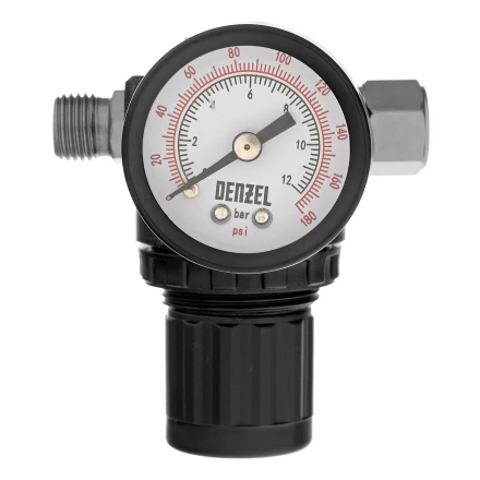 Регулятор давления с манометром Denzel R1500, 12 бар, 1/4&quot;, 57491 купить в Магнитогорске