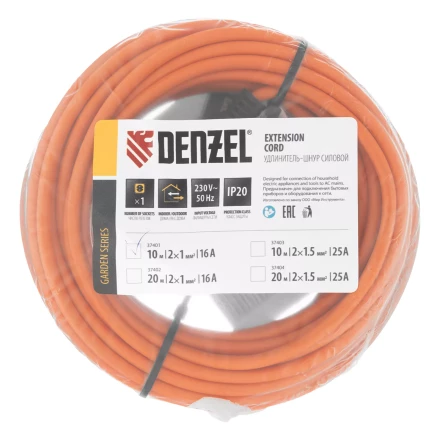 Удлинитель-шнур силовой Denzel Garden Series, б/з, ПВС, 10м, 1 розетка, 2 x 1 мм, 3 м, 37401 купить в Магнитогорске