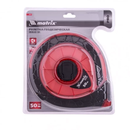 Рулетка геодезическая 50 м х 15 мм закрытый корпус фибергласовая лента двусторонняя шкала Pro Matrix 31272 купить в Магнитогорске