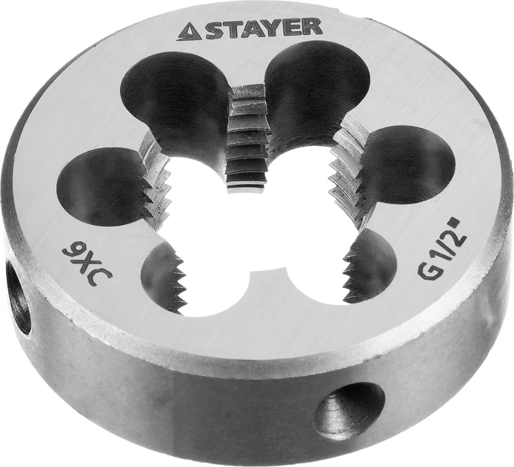 Плашка круглая ручная STAYER "MASTER", сталь 9ХС, для трубной резьбы G 1/2`` 28029-1/2 купить в Магнитогорске