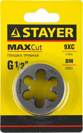 Плашка круглая ручная STAYER &quot;MASTER&quot;, сталь 9ХС, для трубной резьбы G 1/2`` 28029-1/2 купить в Магнитогорске