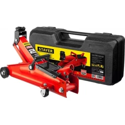 Домкрат гидравлический подкатной "RED FORCE", 2т, 130-350мм, в кейсе, STAYER 43153-2-K 43153-2-K