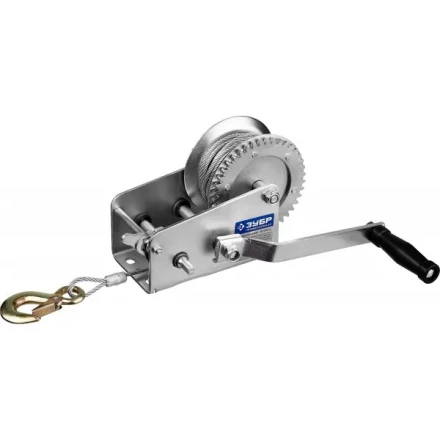 Лебедка ручная барабанная ЗУБР "ПРОФЕССИОНАЛ", тяговая, тросовая, 0.9 т, 8 м 43113-0.9_z01 купить в Магнитогорске