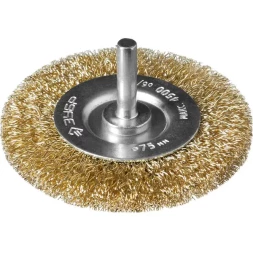ЗУБР &quot;ПРОФЕССИОНАЛ&quot;. Щетка дисковая для дрели, витая латунированная стальная проволока 0,3мм, 75мм 3520-075_z02