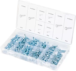 Набор саморезов 4х12,5 4х16 4х19 4х25,5 5х12,5 5х16 5х19 5х25,5 мм 200 предм ШУРУПЬ 48129