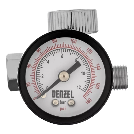 Регулятор давления с манометром для краскораспылителя Denzel K1500, 12 бар, 1/4&quot;, 57001 купить в Магнитогорске