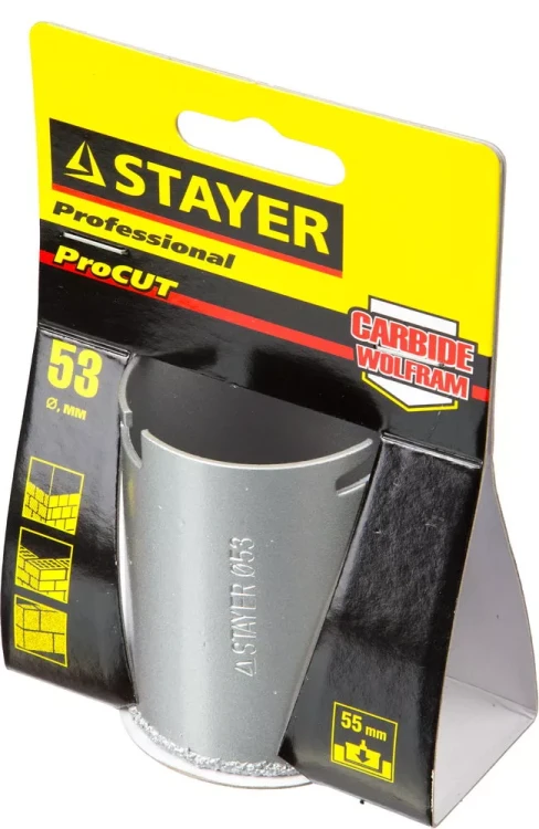 Коронка STAYER "PROFESSIONAL" кольцевая с карбидно-вольфрамовой крошкой, d=53мм 33345-53 купить в Магнитогорске