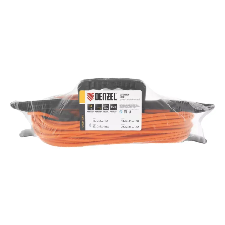 Удлинитель-шнур силовой Denzel Garden Series, б/з, ПВС, 20м, 1 розетка, 2 x 1 мм, 3 м 37402 купить в Магнитогорске