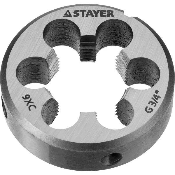 Плашка круглая ручная STAYER "MASTER", сталь 9ХС, для трубной резьбы G 3/4`` 28029-3/4 купить в Магнитогорске