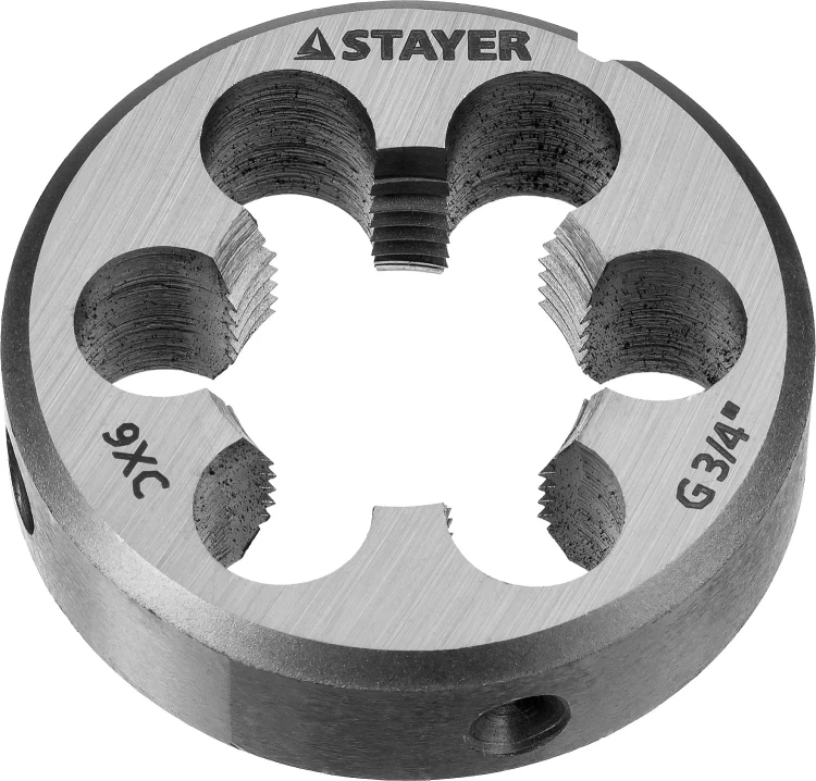Плашка круглая ручная STAYER "MASTER", сталь 9ХС, для трубной резьбы G 3/4`` 28029-3/4 купить в Магнитогорске