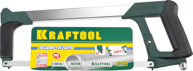 Ножовка по металлу KRAFTOOL "PRO-Kraft", 185 кг рычажное натяжение,обрезиненные рукоятки, биметаллическое полотно, 300 мм 15801_z01 купить в Магнитогорске