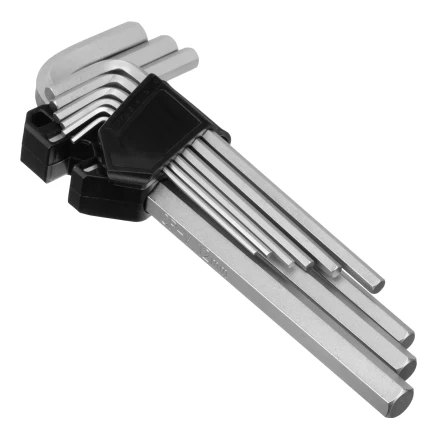 Набор ключей имбусовых, HEX, 2-12 мм, CrV, 9 шт., удлиненные Сибртех 123697 купить в Магнитогорске