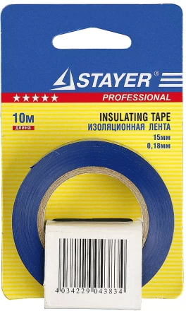 Изолента, STAYER Profi 12292-B-15-10, ПВХ, на карточке, 15мм х 10м х 0,18мм, синяя 12292-B-15-10 купить в Магнитогорске