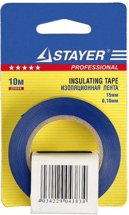 Изолента, STAYER Profi 12292-B-15-10, ПВХ, на карточке, 15мм х 10м х 0,18мм, синяя 12292-B-15-10 купить в Магнитогорске