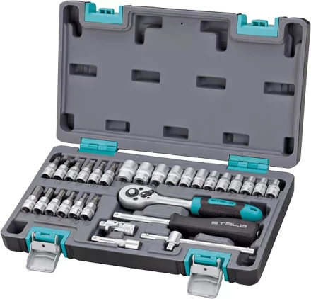 Набор инструментов,  1/4  CrV пластиковый кейс 29 предметов STELS 14100 купить в Магнитогорске