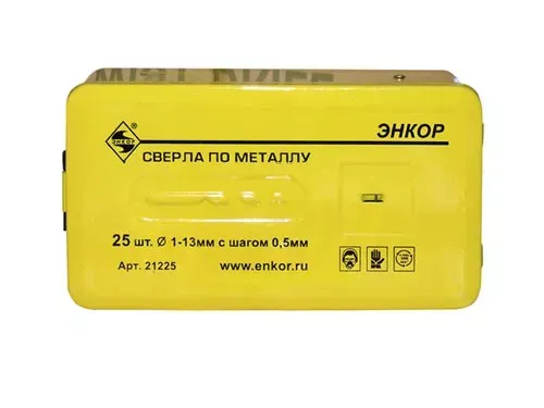 Набор сверл д/мет. 25шт 1-13/шаг0,5мм 9524 1/20 ЭНКОР 21225 купить в Магнитогорске