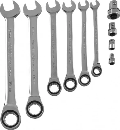 Набор ключей комбинированных трещеточных  8-19мм  адаптеры 10предметов Jonnesway W45110S 48879 купить в Магнитогорске