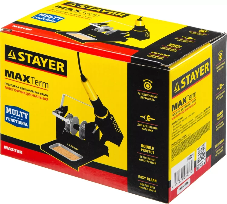 Подставка для паяльников STAYER "MASTER", штампованная, с держателем для катушек с припоем 55321 купить в Магнитогорске