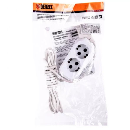 Удлинитель бытовой серия УХз-10-203 с заземлением 3 м 2 розетки 10 А Denzel 95961 купить в Магнитогорске