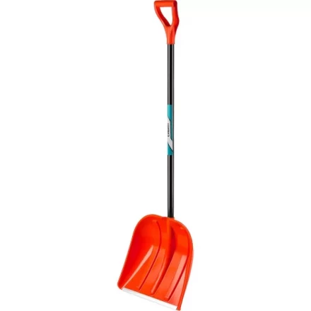Лопата снеговая пластиковая с алюминиевой планкой, с алюминиевым черенком и V-ручкой, 410мм, оранжевая, СИБИН 421845 421845 купить в Магнитогорске