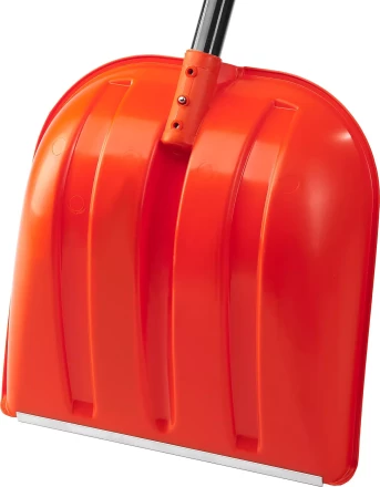 Лопата снеговая пластиковая с алюминиевой планкой, с алюминиевым черенком и V-ручкой, 410мм, оранжевая, СИБИН 421845 421845 купить в Магнитогорске