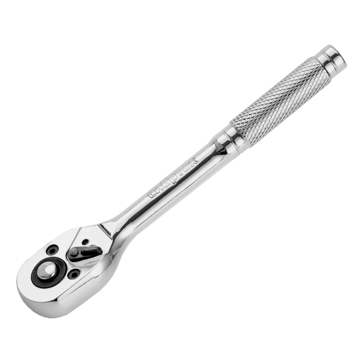 Ключ-трещотка 1/4", 45 зубьев, цельнометаллический, с быстрым сбросом, CrV, хром// Сибртех 14014 купить в Магнитогорске