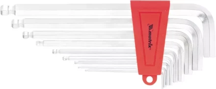 Набор ключей шестигранных имбусовых HEX, 2–12 мм, CrV,  9 шт., экстра-длин, c шаром, сатин  MATRIX 16411 купить в Магнитогорске