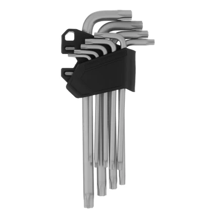 Набор ключей имбусовых Torx-Tempered, TT10-50, CrV, 9 шт., удлиненные Сибртех 123717 купить в Магнитогорске